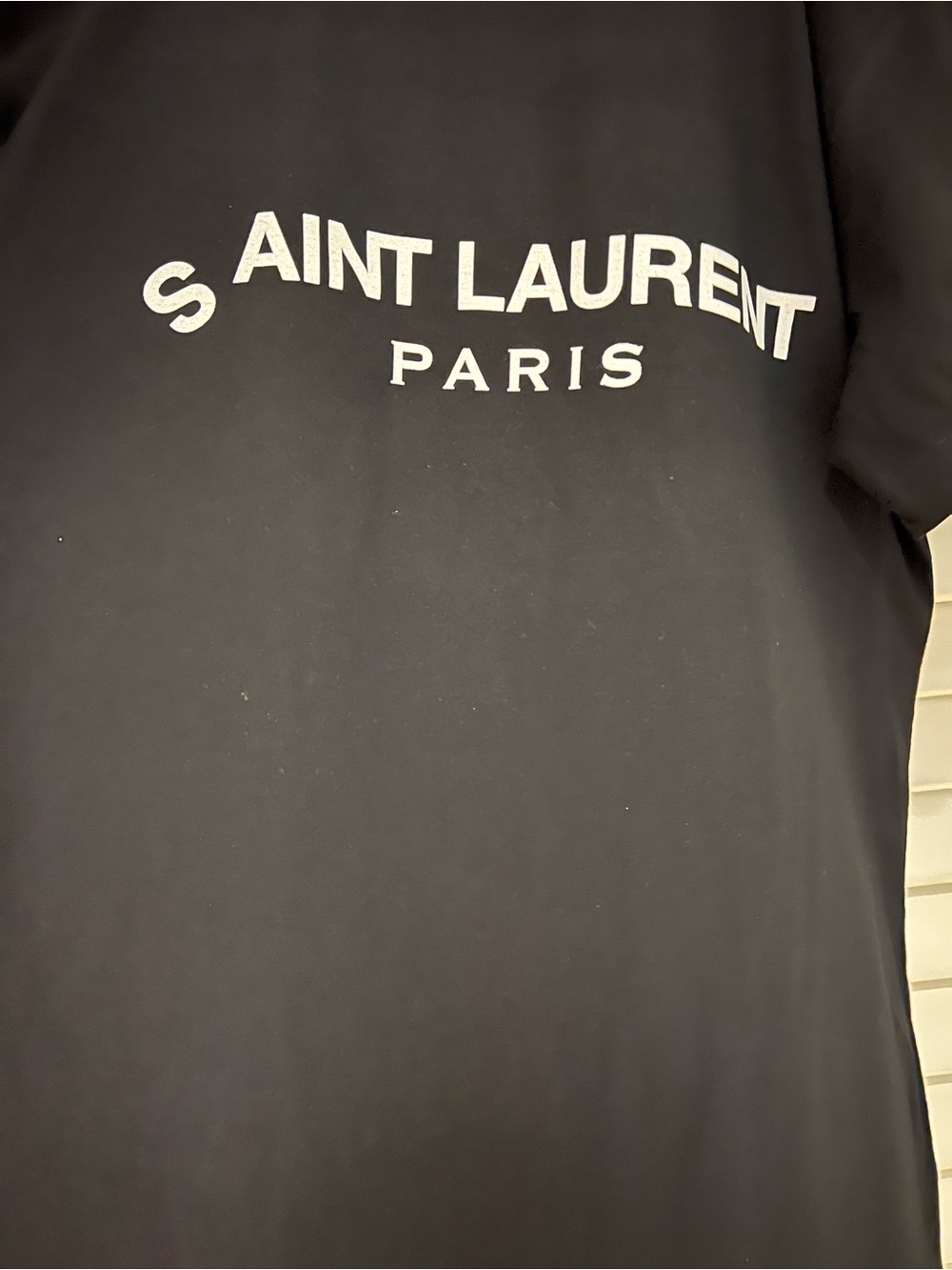 S’ Aint Laurent Black Logo Short Sleeve Crew Neck T-Shirt